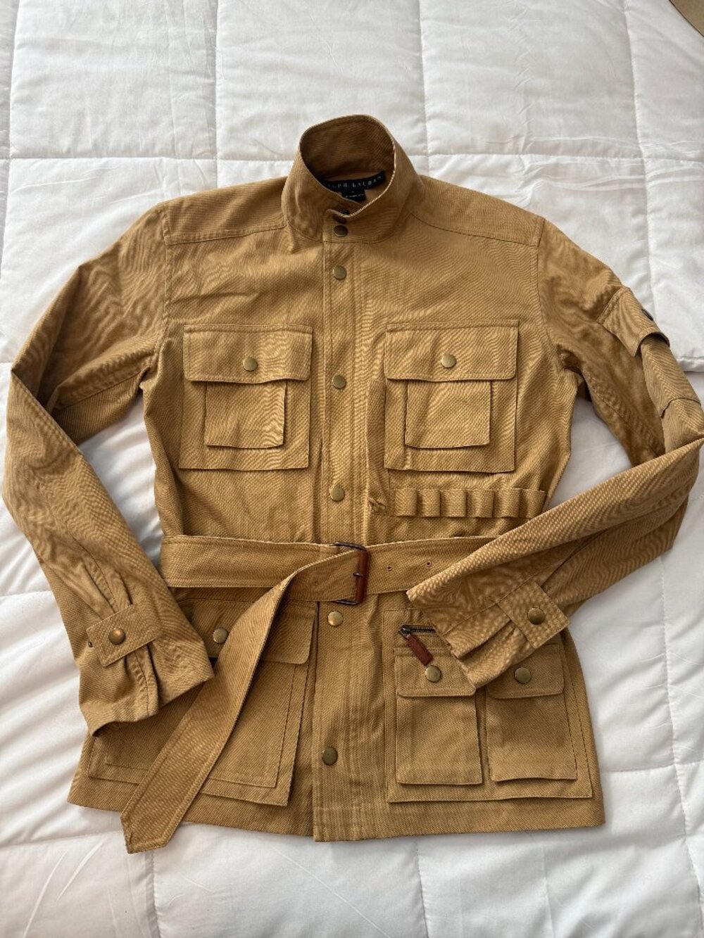 Ralph Lauren Belted Shooting Utility Jacket - Khaki/Tan (Size 4)